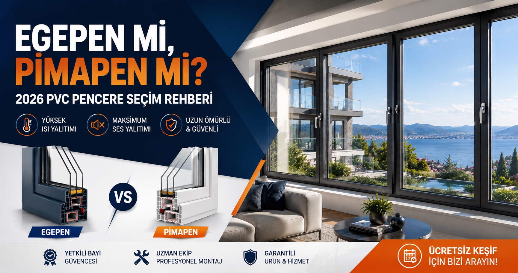 PVC pencere seçiminde Egepen ve Pimapen en çok karşılaştırılan markalar arasında yer alır. Bu rehberde iki markayı yalıtım, kullanım ömrü, teknik performans ve uygulama kalitesi açısından inceliyoruz.